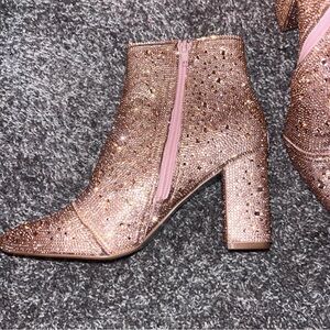 Sparkling Rose Gold Ankle Boots